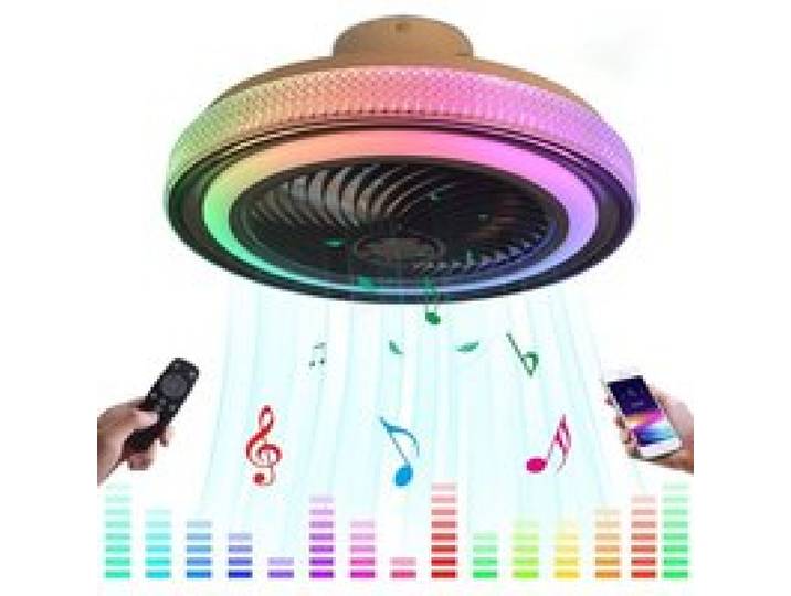 Ventilateur au Plafond KZT LED Dimmable avec Éclairage et Télécommande RGB Silencieux