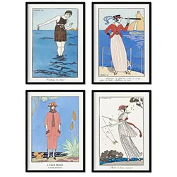 POSTER Set mit 4 Jahrgang Mar von French Artist George Barbier A3 Rahmenlos