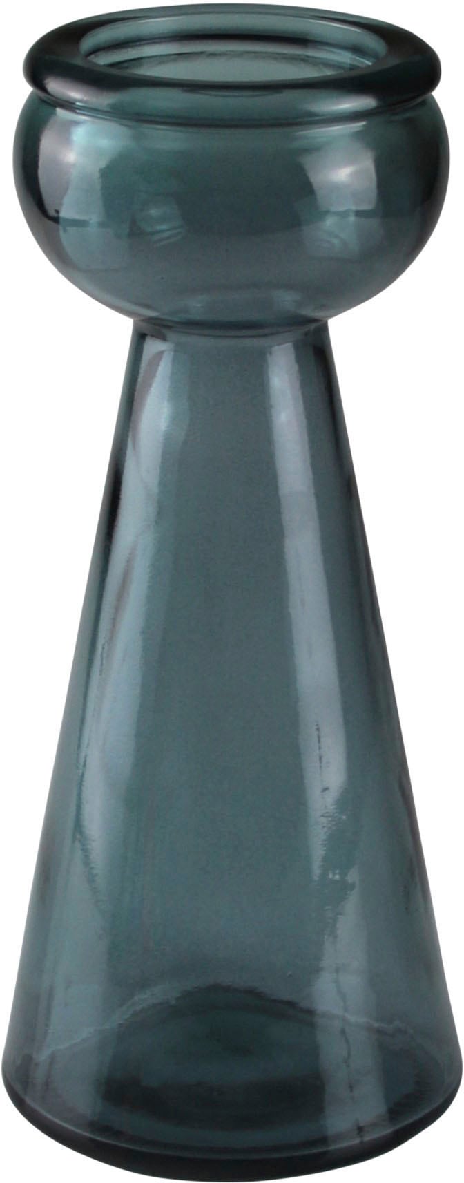 Kerzenständer AM DESIGN "Kerzenhalter aus recyceltem Glas", blau (rauchfarben, grau blau), H:40cm Ø:15cm, Glas, Kerzenhalter, im außergewöhnlichen Design