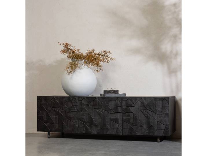 WOOOD TV-meubel Counter Mangohout, 160cm - zwart - BePureHome