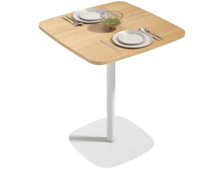 Homcom Petite Table à Manger Table de Cuisine carrée pour 2 Personnes Base Carrée en Acier 60X60X75 cm Naturel et Blanc
