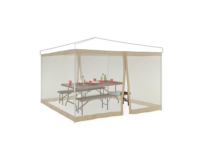 Relaxdays Moskitonetz Beige 2er-Set für Pavillon 3x3 m, Kunststoff, 1200x200x0.1 cm, Sonnenschutz, Pavillons