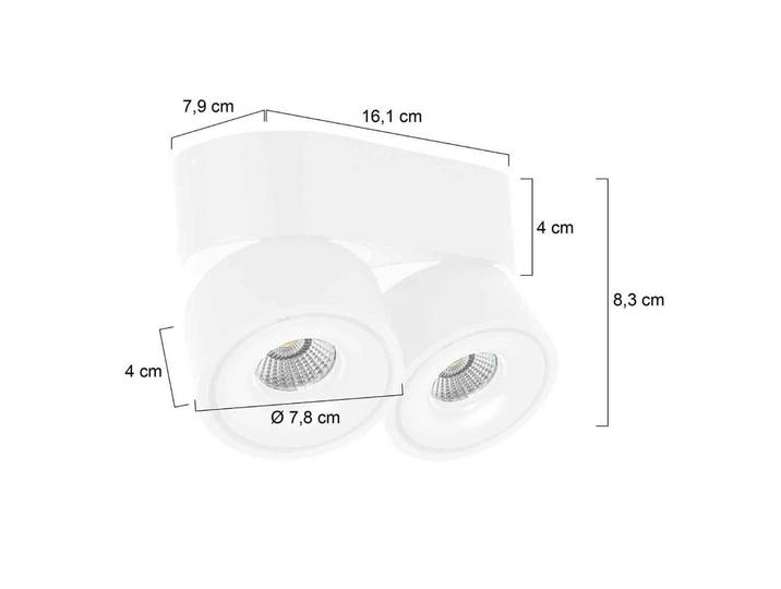 Steinhauer LED-Deckenstrahler Fez, weiß, 2-fl., Metall, schwenkbar dimmbar, weiß / opal, für Wohn- / Esszimmer, Metall, Modern
