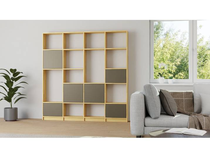 Moderne Bücherwand nach Maß Buche Natur geölt