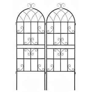 Relaxdays Rankgitter 10030852, schwarz, zum Stecken, aus Metall, rechteckig, 2er Set, 50 x 150 cm