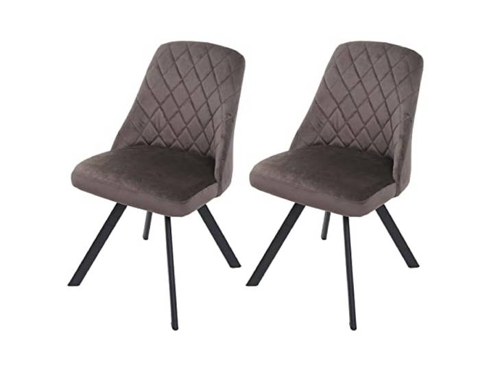 Mendler 2er-Set Esszimmerstuhl HWC-K25 Metall Samt - Dunkelbraun Küchenstuhl, Lehnstuhl, Polsterstuhl