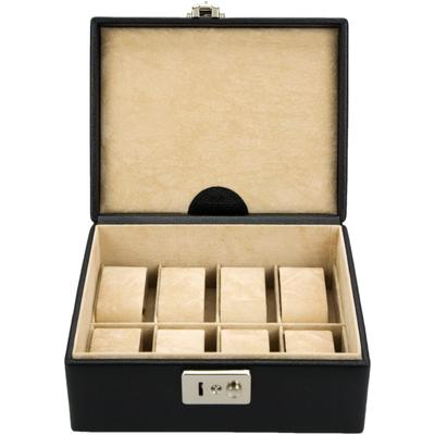 Uhrenbox WINDROSE "Beluga, 803860.08", schwarz (schwarz, beige), Aufbewahrungsboxen, DamenB:19,5cm H:8,5cm T:15,5cm, Leder, Uhrenaufbewahrung, Uhrenetui, Uhrenzubehör, Platz für 8 Armbanduhren, B:19,5cm H:8,5cm T:15,5cm