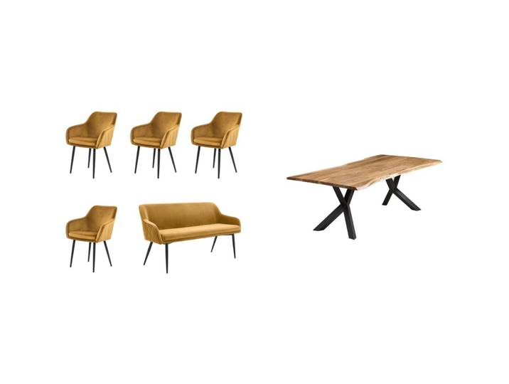 Essgruppe Kuro natur Akazie/Samt B 200 T 100 cm