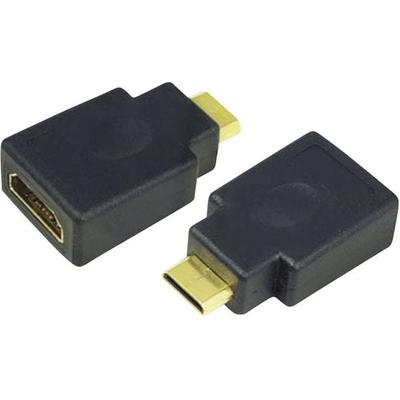 LogiLink AH0009 HDMI Adapter [1x HDMI-Stecker C Mini - 1x HDMI-Buchse] Schwarz vergoldete Steckkontakte
