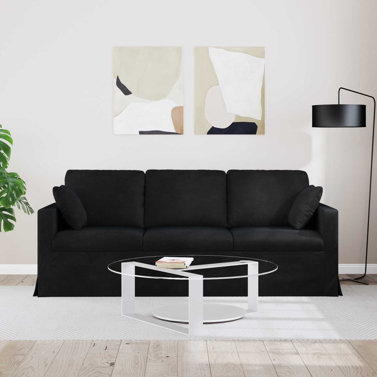 vidaXL Canapé Noir 198 x 78 x 80 cm Velours