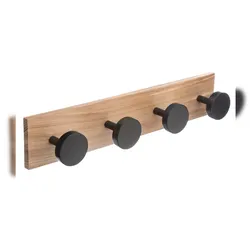 FIVE - Holz-Garderobe mit 4 Haken in Schwarz