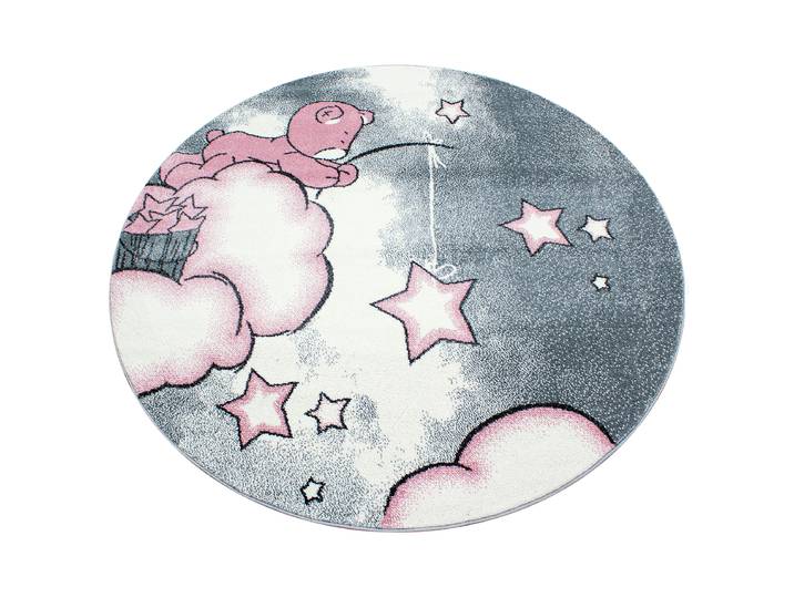 Kinderteppich Kids Bärchen rund Ø 120cm Pink/Pink