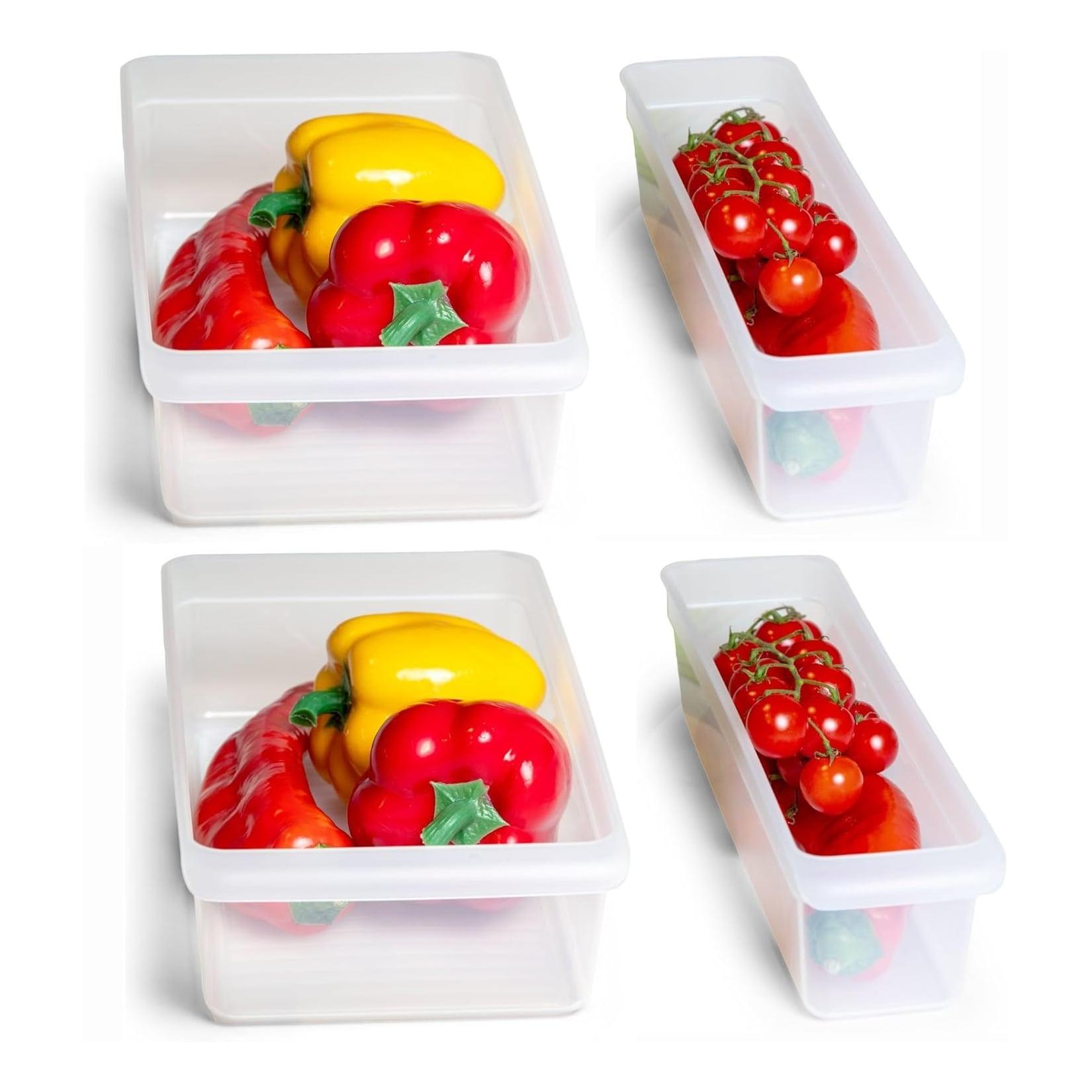 Novaliv Kühlschrank 4er Set Organizer Kühlschrank Klein + Mittel BPA-frei Küchenordnung küchenorganizer Kühlschrankorganizer Lebensmittelecht FFlaschen Organizer Ablagefach Kühlschrankfach