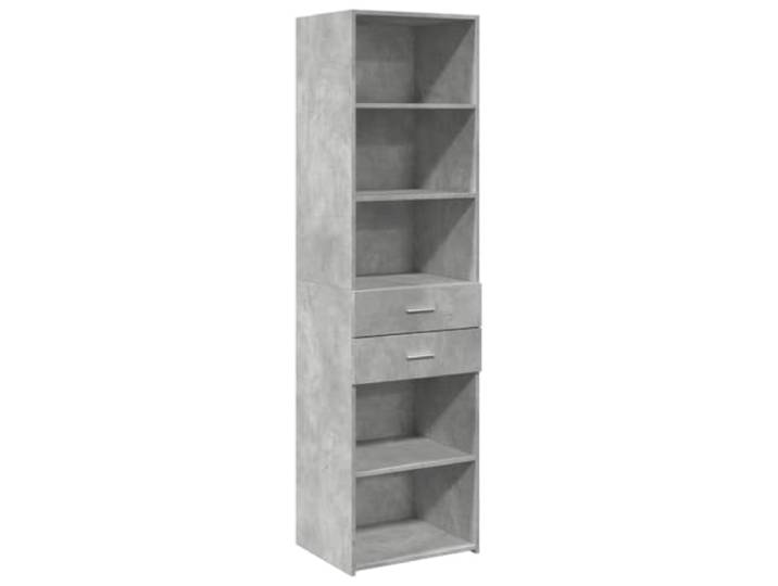 GHVBNMF Highboard Betongrau 50x42,5x185 cm Holzwerkstoff Schrank Schlanker Kommodenschrank in Betongrau für Wohnzimmer und Flur mit viel Stauraum auf kleinem Raum.