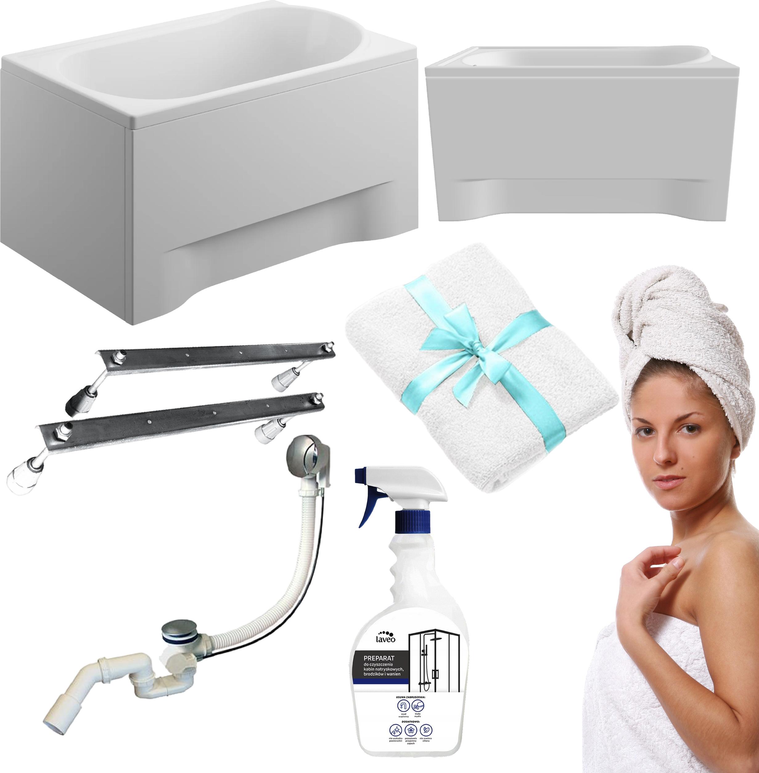 Mini Rechteckbadewanne 110x70 + weiße Verkleidung + Siphon