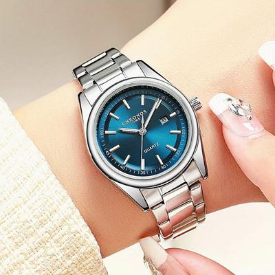 Uplift Essentials Executive Stainless Steel Business Watch Luxury Luminous Ladies Timepiece With Calendar For All Occasions blue