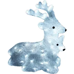 Mojawo, Weihnachtsbeleuchtung, Acryl Hirsch mit Rehkitz 60 LEDs kaltweiss Aussenbeleuchtung