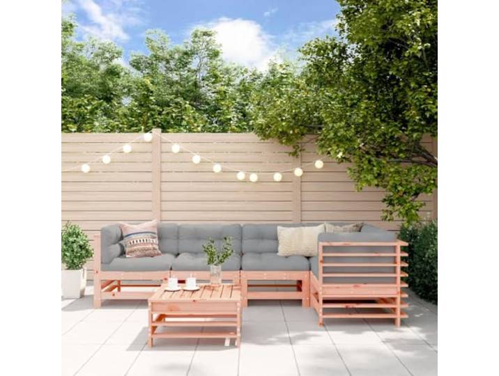 Bois massif douglas design lattes pour terrasse 6 pieces brun Salon de jardin 6 pieces bois massif douglas exterieur modulable avec repose-pieds table basse, canape d angle pour terrasse