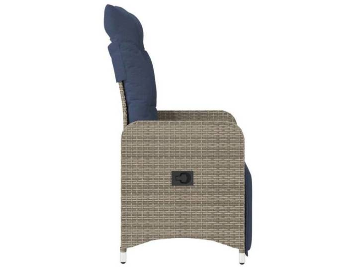 Chaise de jardin - 1 PLACE - inclinable avec coussins - en résine tressée grise CC2426