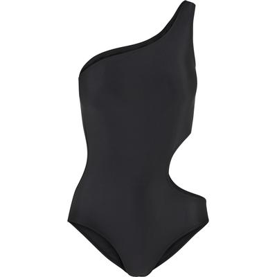 Bügel-Bikini URBAN CLASSICS "Urban Classics Damen Ladies Asymmetric Cut Out Swimmsuit", Damen, Gr. XS, N-Gr, schwarz, 85% Polyester, 15% Elasthan, Bikini-Sets Bügel-Bikini