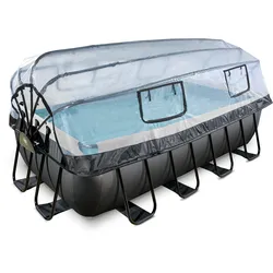 Exit rechteckiger Rahmenpool Premium mit Sandfilteranlage und Sonnendach 400 x 200 cm schwarz