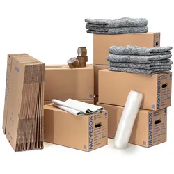 KK Verpackungen Umzugsset 3-4 Zimmer Wohnung Umzugskartons Packseide Luftpolsterfolie Klebeband Umzugsdecken