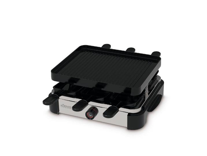 KOENIG Raclette Pro 6 Personen , schwarz (chromfarben, schwarz), Raclettes, Raclette