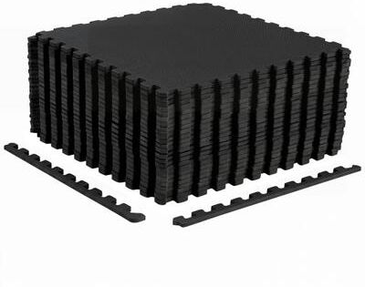 Costway 24 Pack Non-Slip Protective Interlocking EVA Foam Floor Tiles-Black
