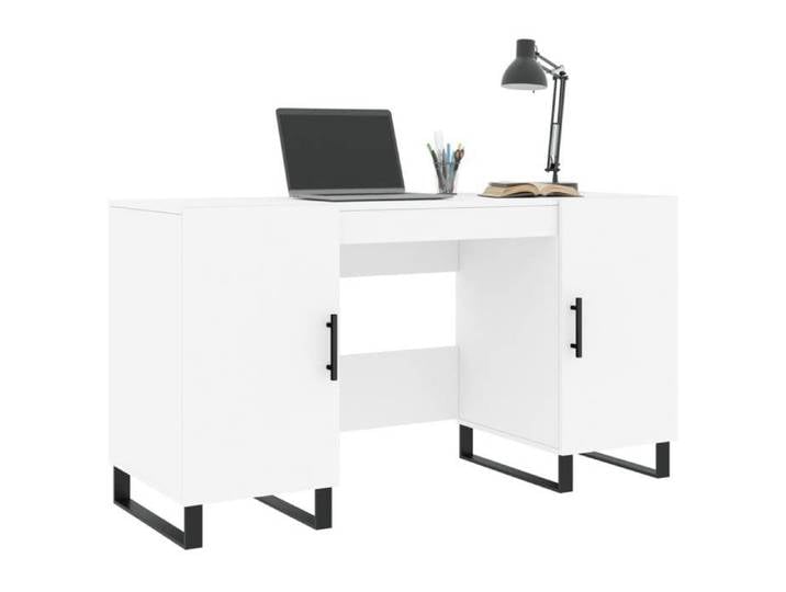 Elegant Bureau blanc 140x50x75 cm bois d'ingénierie - Bureau PC - pour 1 personne 44.42 kg &FR51044