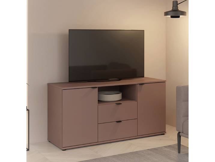TV-Lowboard Spanplatte, foliert Braun/Rostbraun 63cm