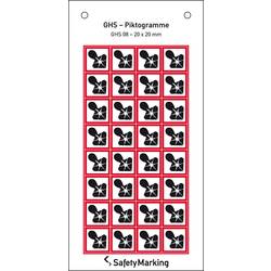 SafetyMarking 30.B1039 GHS-Gefahrenpiktogramm 08 Gesundheitsgefahr Folie selbstklebend (B x H) 20 mm x 20 mm 32 St.