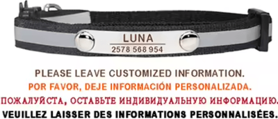 Inspire Curations SafeGlow Personalized Reflective Cat Collar c black 7 12 Inch