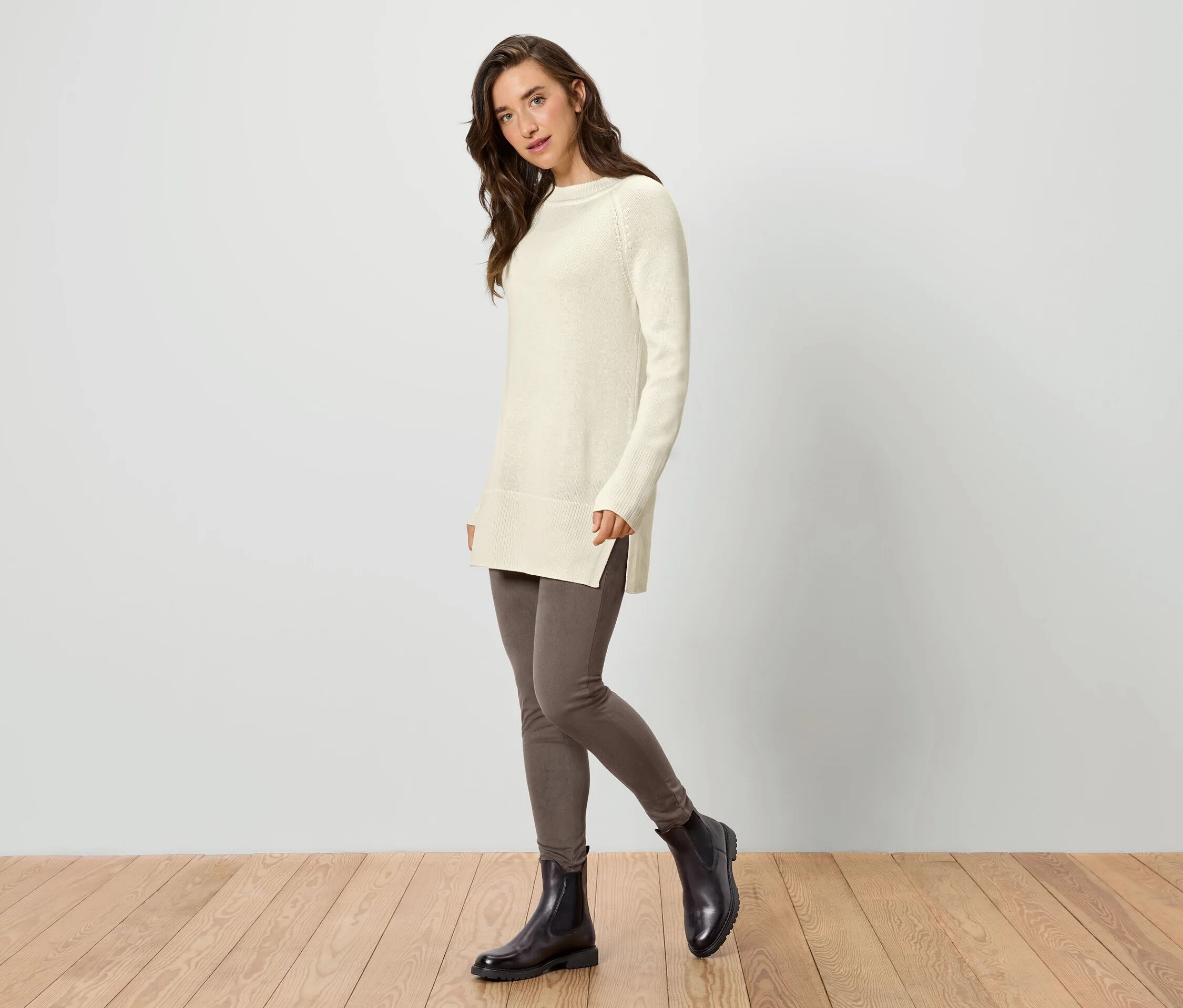 Tchibo - Langer Strickpullover - Damen - Gr. L - creme