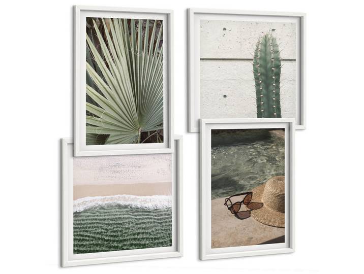 Tulup Bilder SET 4er Set - 50x50 cm & 40x60 cm Weißer Rahmen - Zubehör für tropische Pflanzen, Kunststoff, Rechteckig, 50x50 cm, Fotografie, Bilder & Rahmen, Bilder