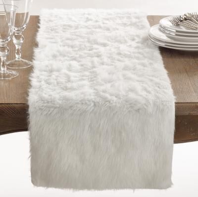 Saro Lifestyle Juneau Collection Faux Fur Table Runner