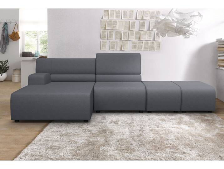 Ecksofa EGOITALIANO Babouche, Designsofa mit aussergewöhnlichem Sitzkomfort zum Wohlfühlen , blau (ice lake), B:384cm H:80cm T:98cm, Luxus-Micofaser Lederoptik (100% Polyester) ist ein neues technisches Gewebe mit einem visuellen und taktilen Aspekt, der dem Nubuk sehr nahe kommt, mit innovativen Eigenschaften. Seine ausserordentliche Weichheit kommt von einem exklusiven Produktionsprozess, der Unreinheiten und Unregelmässigkeiten beseitigt. Das Ergebnis ist eine bemerkenswert samtige Faser, die durch das Vorhandensein von Körnern verstärkt wird. Von der einfarbigen Eleganz der warmen Farben und der Vielfalt an trendigen Farben, die es zu seiner eigenen Stärke und Persönlichkeit machen., Sofas, Ecksofa