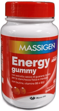 Massigen Energy Gummy Adulti Integratore per Stanchezza Fisica e Mentale 60 Caramelle Gommose
