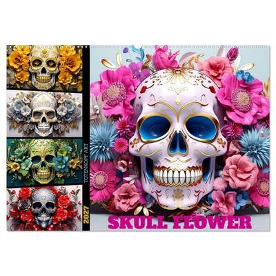 Skull Flower - Totenkopf ART (Wandkalender 2027 DIN A2 quer), CALVENDO Monatskalender