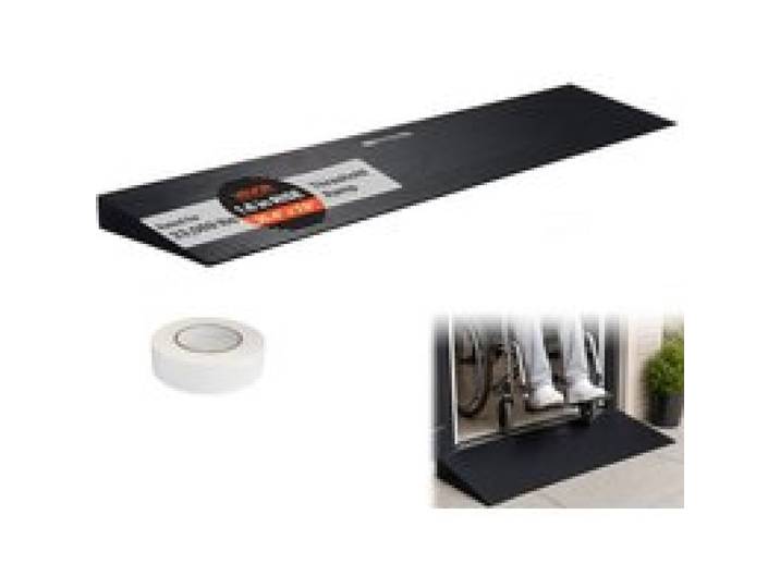 VEVOR Schwellenrampe Vollgummi Türschwellenrampe Max. Tragfähigkeit bis zu 15Tonnen Bordsteinrampe 90x20x4cm Rollstuhlrampe mit doppelseitigem Klebeband Auffahrrampe Gummirampe Selbst zum Schneiden