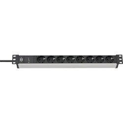 Brennenstuhl Alu Line Steckdosenleiste 19 Zoll H05VV-F3G1,5 ÜSS 19500A 8-fach 2m