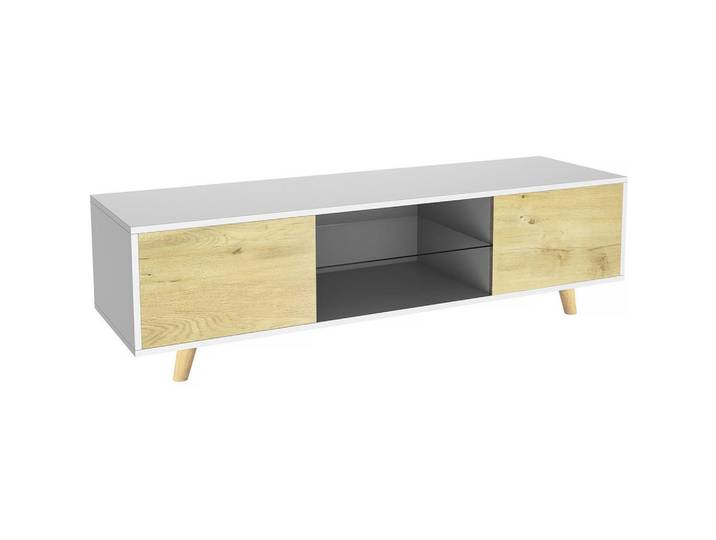 Habitat Garten Tv-Möbel inna Blanc/Chêne, Weiß, Holz, 42x45x140 cm, Wohnzimmer, TV Möbel, Lowboards, Lowboards stehend