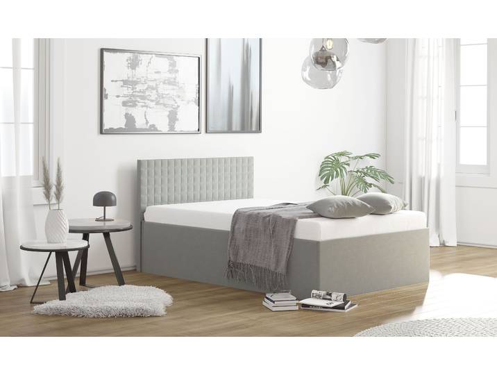 Polsterbett, grau, B:148cm L:210cm, WESTFALIA SCHLAFKOMFORT, Betten, Polsterbett, mit Bettkasten bei Ausführung mit Matratze