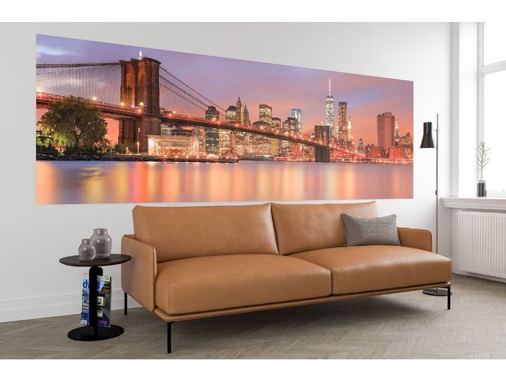 Fototapete KOMAR Vlies Fototapete - Brooklyn Nights - Größe 368 x 124 cm , bunt (gelb,rot), B:3,68m H:124m, Vlies, Tapeten, Fototapete