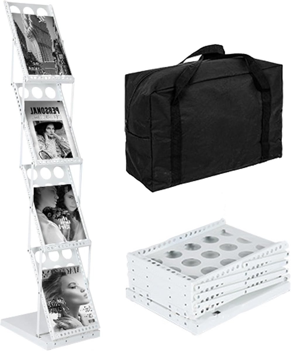 Inklapbare Brochurehouder A4 - Metalen Magazine Display Standaard - Zwart