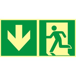 Abtec Hinweisschild ISO 7010 E001+E005 Kunststoff, 40 x 20 cm, langnachleuchtend, Notausgang