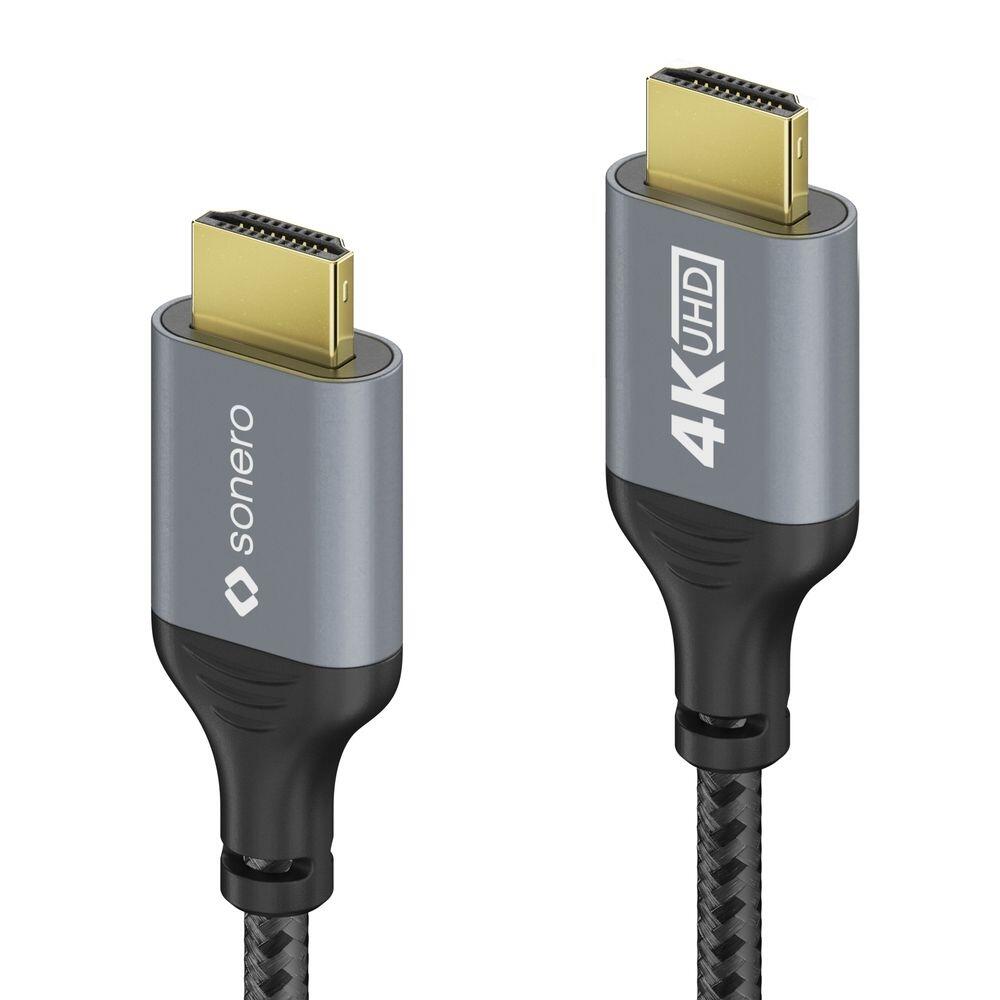 Sonero HDMI auf HDMI Kabel - 4K60 - grau/schwarz - 1,00m SPC-HD100-010