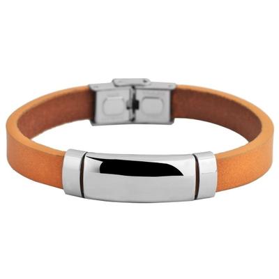 Armband ADELIA´S "Armband aus Leder 21 cm", orange (braun), Armbänder, Damen, 21cm, Leder, Armband, Ideal zum Verschenken – schlicht und stilvoll