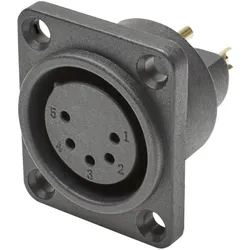 HICON XLR, Wasserdicht und staubgeschützt nach IP54 im gesteckten Zustand , 5-pol , Polyamid-Einbaubuchse, vergoldete(r) Kontakt(e), gerade, schwarz