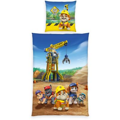 Bettwäsche PAW PATROL "Paw Patrol Rubbel&Crew", bunt, B/L: 135cm x 200cm, 1 Stk., 1 Stk., Renforcé, B/L: 80cm x 80cm, 2 Stk., Renforcé, Obermaterial: 100% Baumwolle, Bettwäsche, Bettwäsche, Wendebettwäsche