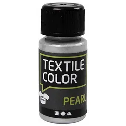 Creativ Company, Künstlerfarbe + Bastelfarbe, Textilfarbe, deckende Textilfarbe – Silber-Perlmutt, 50 ml (50 ml)